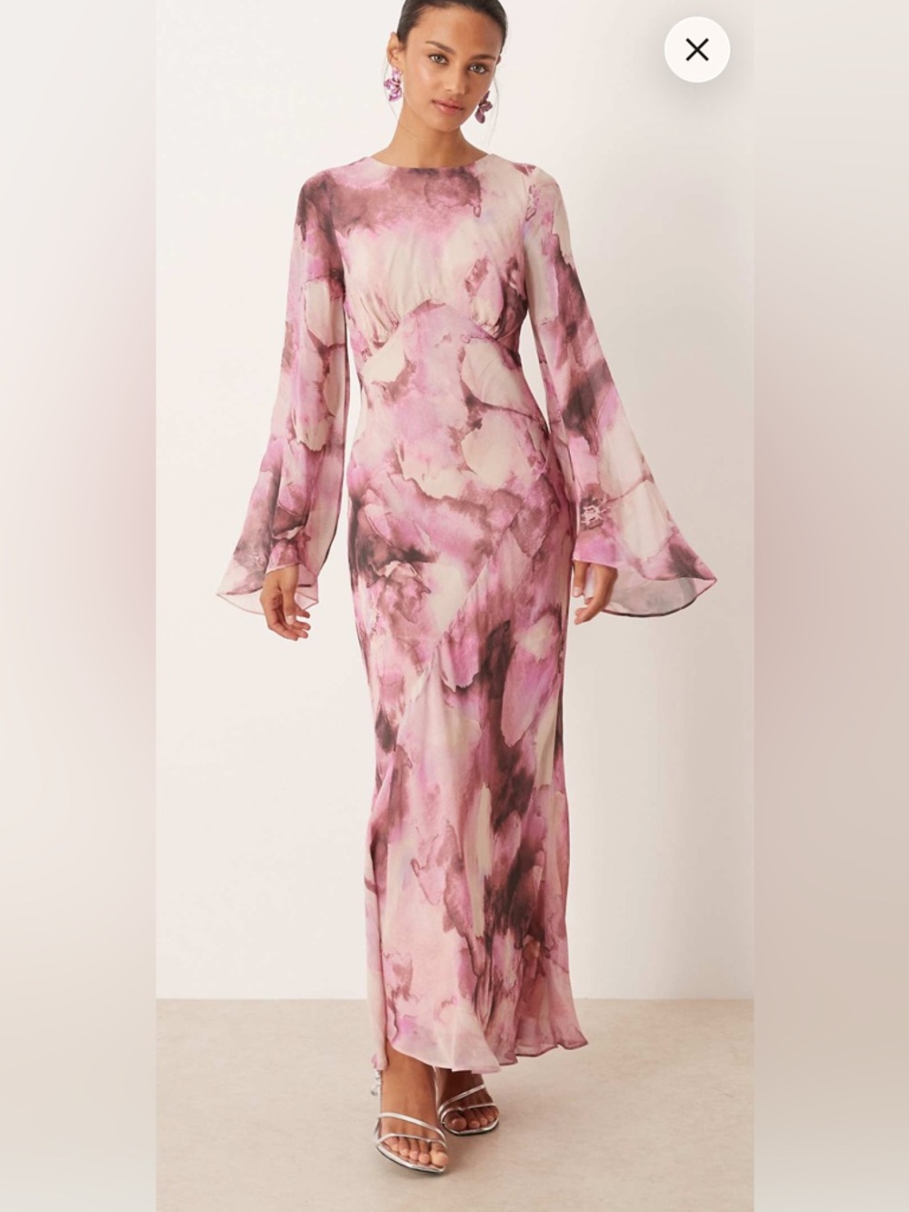 ASOS nobody’s child phoenix midaxi dress in pink blur print
